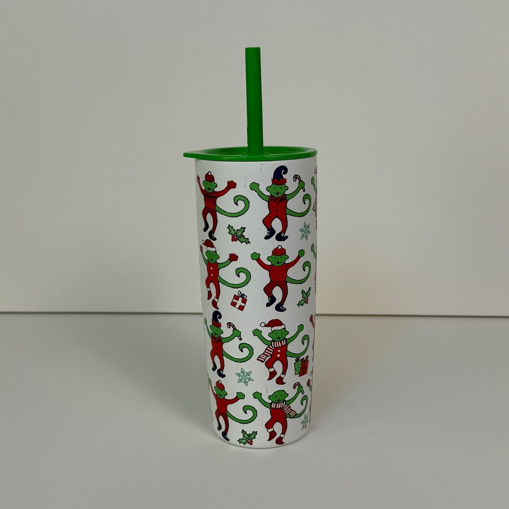 Starbucks Roller Rabbit Holiday Monkey Mass Tumbler 24oz Stainless Steel Cup NEW